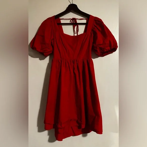 WAYF - Red Open-Back Bow Dress - Picture 2 of 11